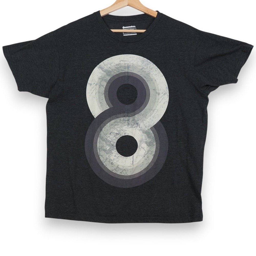 Design By Humans Mens Graphic Tee Medium Abstract Number 8 Gray Minimalist